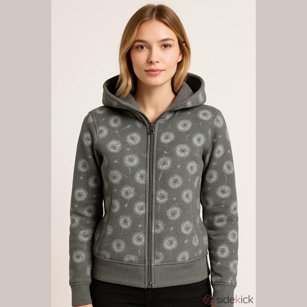 Lululemon Athletica Gray Dandelion Pattern reverseable Hoodie